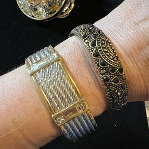 Vintage modern jewelry lot~ silver gold and black onyx bracelet lot